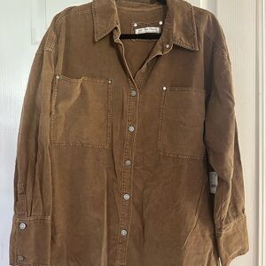 Free People We The Free Brown Corduroy Shirt Oversized